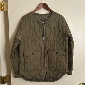Women's Reversible Olive Quilted Puffer Jacket